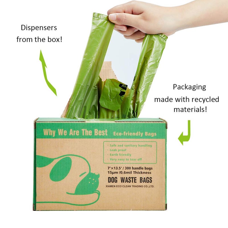 Eco Clean ECO-CLEAN Dog Poop Bags, 300-Count Dog Waste Bags with Easy-Tie Handles, Guaranteed Leak-Proof, Earth-Friendly, Unscented Oxo-biodegradable Pet Poop Bags (Not on Rolls) - Image 3